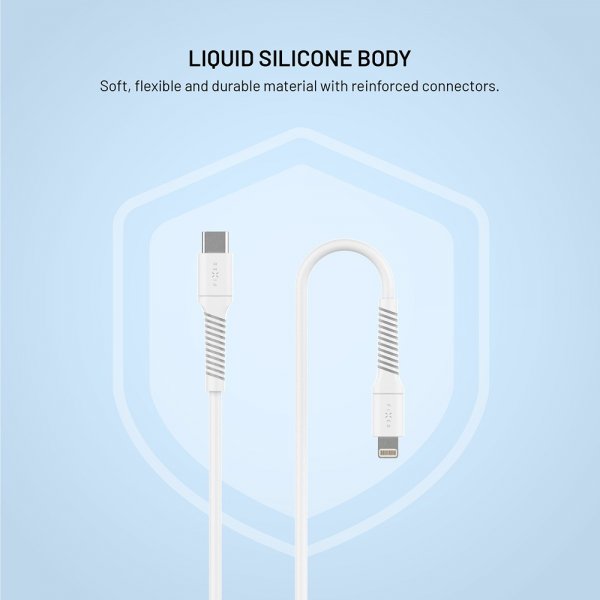 Fixed Kaapeli Liquid Silicone USB-C/Lightning 1.2m Valkoinen