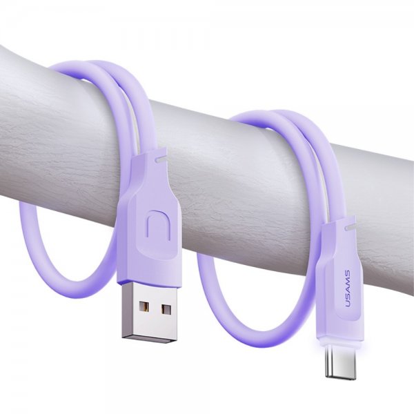 USAMS Lithe Series USB-A/USB-C -kaapeli 1,2 m, violetti