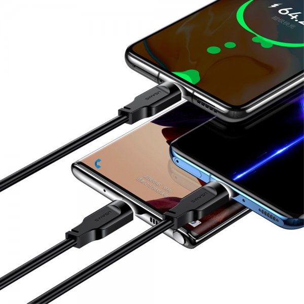 USAMS Cable Lithe Series USB-C/USB-C 1,2 m Musta