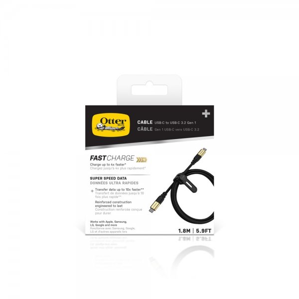 Otterbox Kaapeli Premium USB-C–USB-C 3.2 Gen 1 -kaapeli 1,8 m 100W Musta hohto