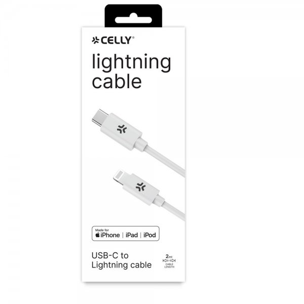 Celly USB-C–Lightning-kaapeli 2 m, valkoinen