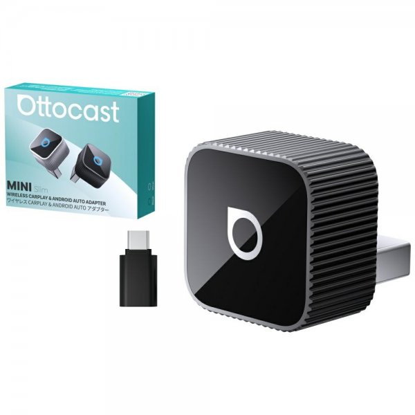 Ottocast Mini Cube Langaton CarPlay/Android Auto -sovitin, musta
