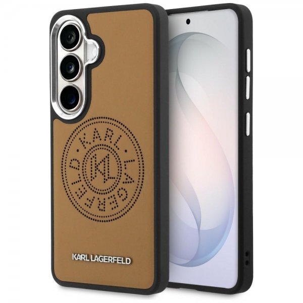 Karl Lagerfeld Samsung Galaxy S26 -kuori, rei'itetty logo, MagSafe, ruskea