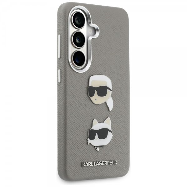 Karl Lagerfeld Samsung Galaxy S26 Saffiano Karl & Choupette -suojakuori, hopea