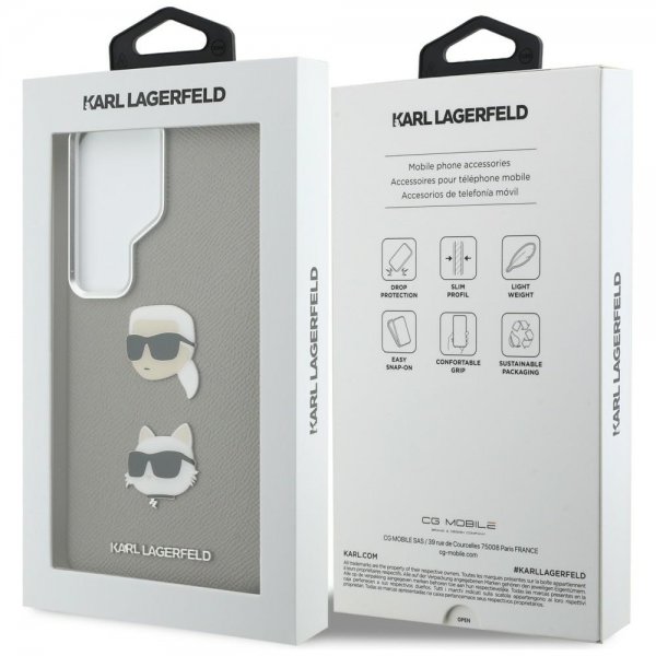 Karl Lagerfeld Samsung Galaxy S26 Ultra Saffiano Karl & Choupette Silver -suojakuori