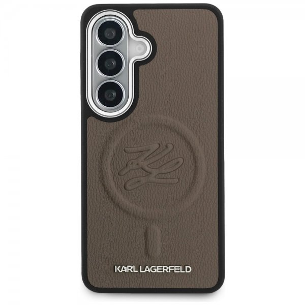 Karl Lagerfeld Samsung Galaxy S26 -kuori, kohokuvioitu MagSafe, ruskea