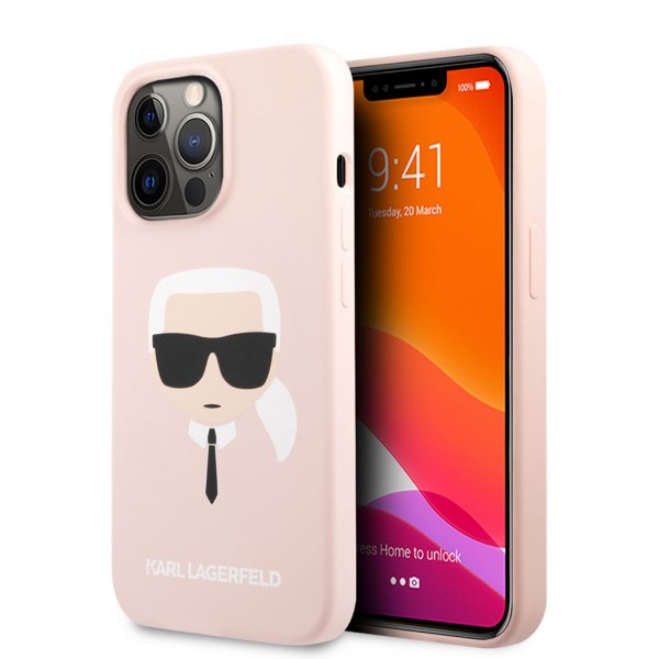 Karl Lagerfeld iPhone 13 Pro Suojakuori Liquid Silicone Vaaleanpunainen
