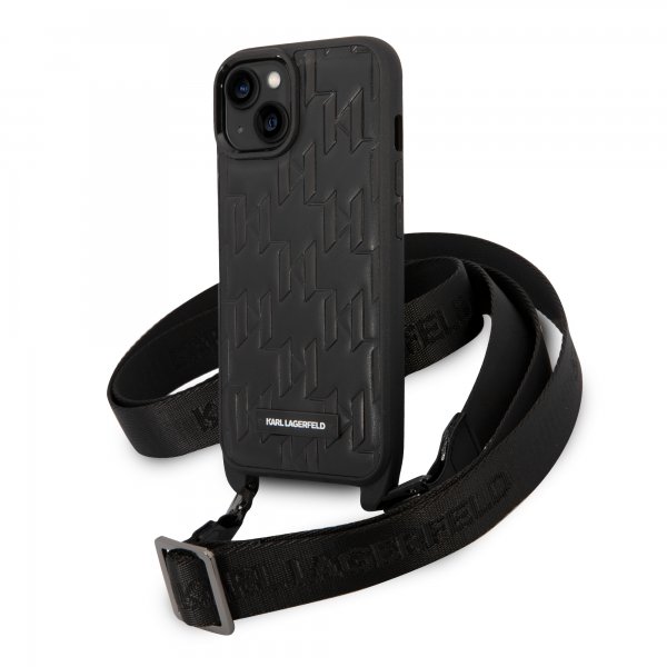 Karl Lagerfeld iPhone 14 -suojakuori Crossbody Strap Musta