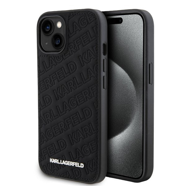 Karl Lagerfeld iPhone 15 Suojakuori Quilted K Pattern Musta