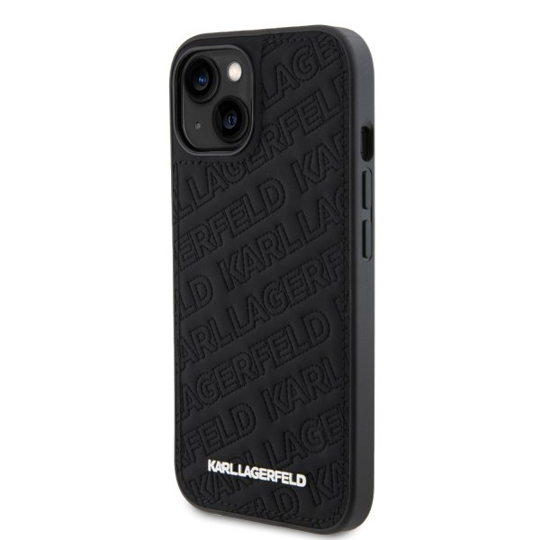 Karl Lagerfeld iPhone 15 Suojakuori Quilted K Pattern Musta