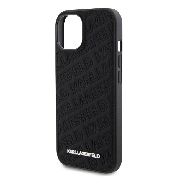 Karl Lagerfeld iPhone 15 Suojakuori Quilted K Pattern Musta