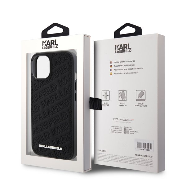 Karl Lagerfeld iPhone 15 Suojakuori Quilted K Pattern Musta