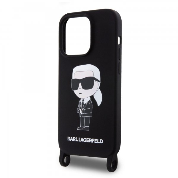Karl Lagerfeld iPhone 15 -kuori Ikonik Crossbody Musta