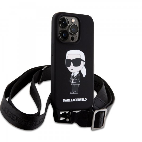 Karl Lagerfeld iPhone 15 -kuori Ikonik Crossbody Musta