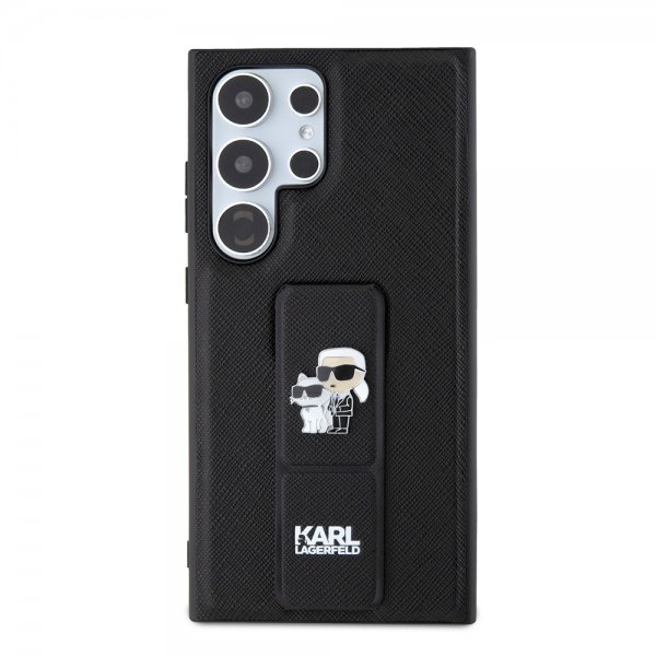 Karl Lagerfeld Samsung Galaxy S24 Ultra Suojakuori Grip & Stand Saffiano Musta