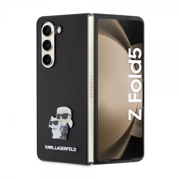 Karl Lagerfeld Samsung Galaxy Z Fold 5 -kuori NFT Karl & Choupette Pin Saffiano Musta