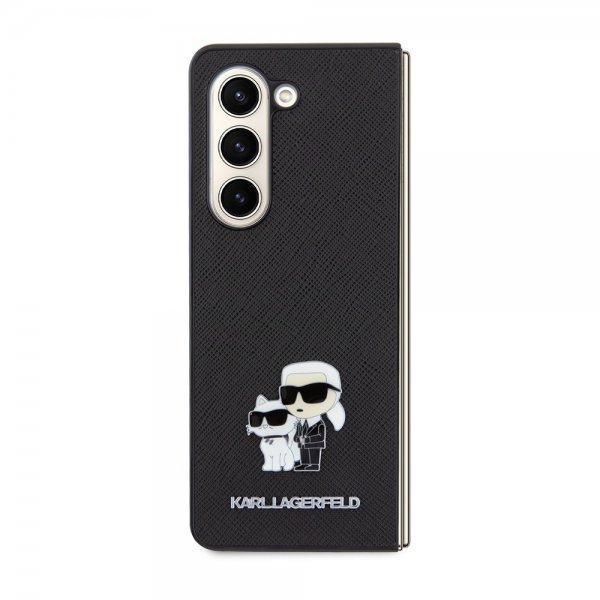 Karl Lagerfeld Samsung Galaxy Z Fold 5 -kuori NFT Karl & Choupette Pin Saffiano Musta