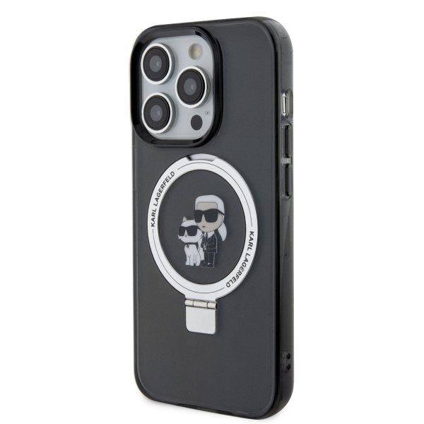 Karl Lagerfeld iPhone 15 Plus Suojakuori Sormusteline MagSafe Musta