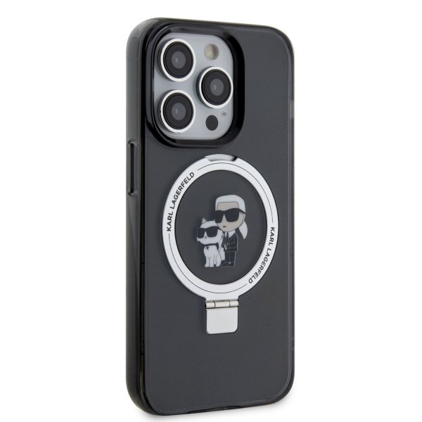 Karl Lagerfeld iPhone 15 Plus Suojakuori Sormusteline MagSafe Musta