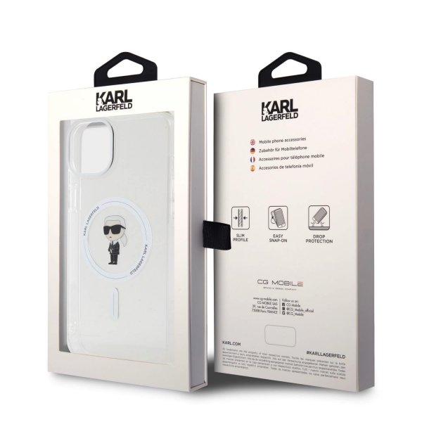 Karl Lagerfeld iPhone 15 -kuori Ikonik MagSafe Transparent