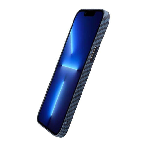 iPhone 12 Pro Max Kuori Hiilikuitukuvio Sininen