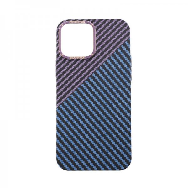 iPhone 13 Pro Max -kuoret hiilikuitukuvioinnilla, sininen-violetti