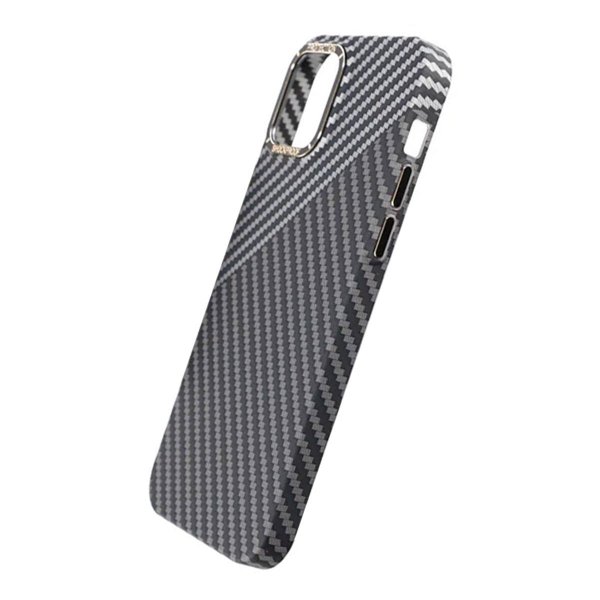 iPhone 13 Pro Max Suojakuori Hiilikuitukuvio Musta Valkoinen