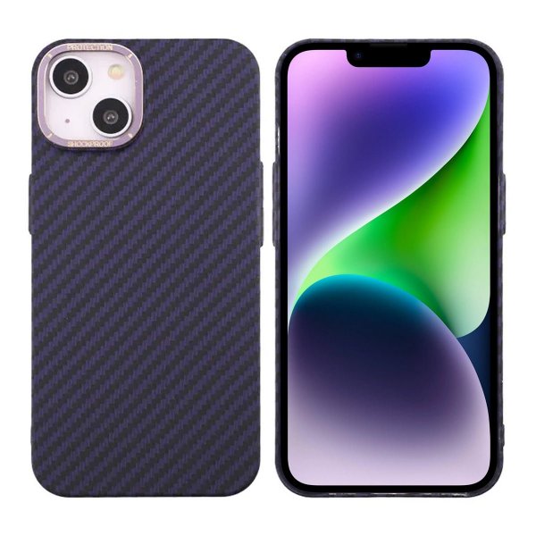 iPhone 14 Kuori Hiilikuitukuvio Violetti