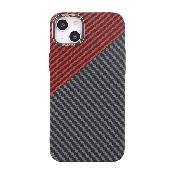 iPhone 14 Plus -kuoret hiilikuitukuvioitu punamusta