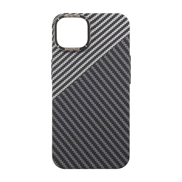 iPhone 14 Plus -kuori, hiilikuitukuvio, mustavalkoinen