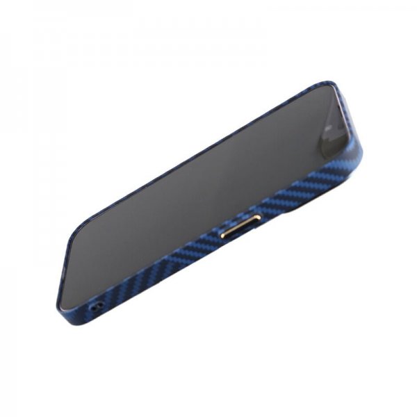 iPhone 14 Pro Kuori Hiilikuitukuvio Sininen Harmaa