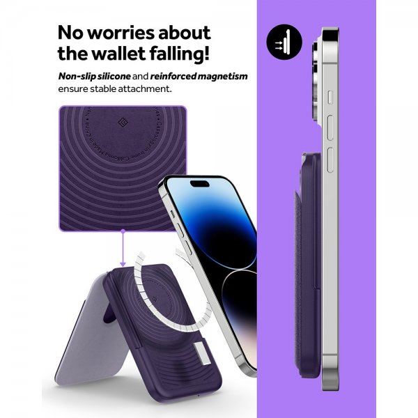 Caseology Korttikotelo Nano Pop MagSafe Wallet Stand Grape Purple