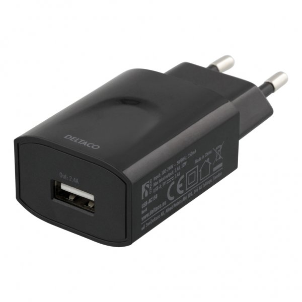 Deltaco Laturi 12W 1xUSB-A Musta