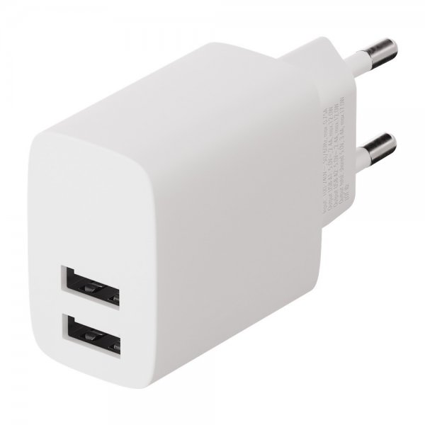 X2O Laturi 17W Kaksi USB-A/USB-A Valkoinen