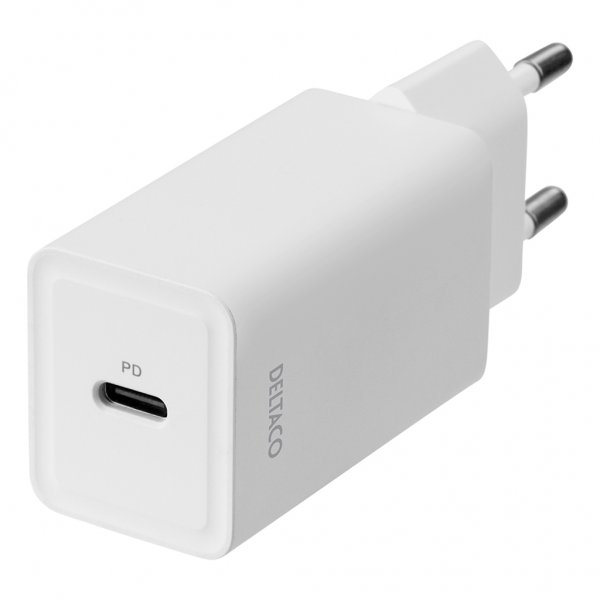 Deltaco Laturi 18W USB-C PD Valkoinen