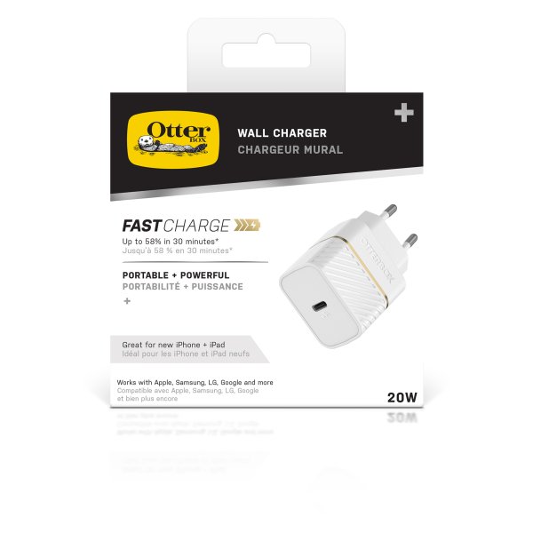 Otterbox Mobiililaturi 20W USB-C PD Cloud Dust White