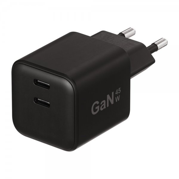 X2O-laturi 45W Kaksi USB-C/USB-C GaN Musta