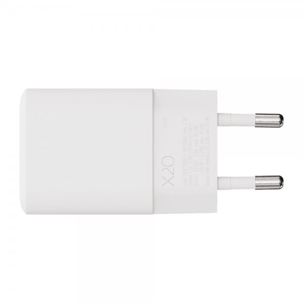 X2O Laturi 45W Kaksois-USB-C/USB-C GaN Valkoinen