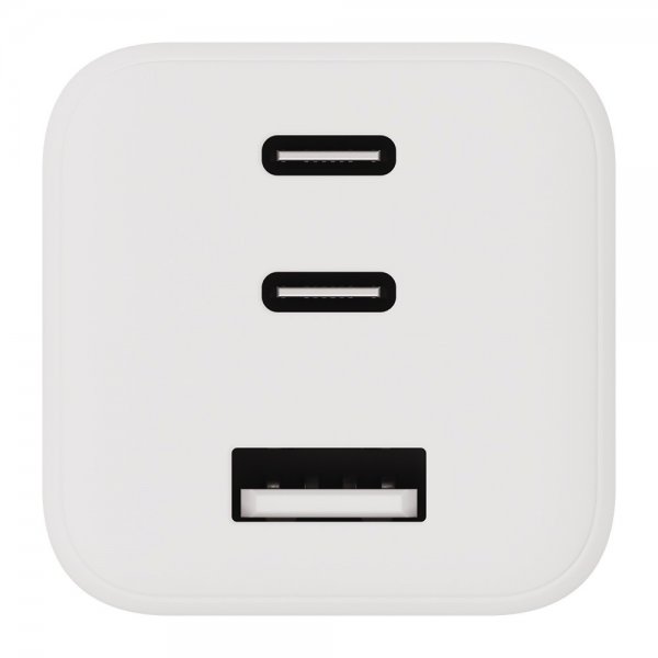 X2O-laturi 65W kolmois-USB-C/USB-A GaN valkoinen