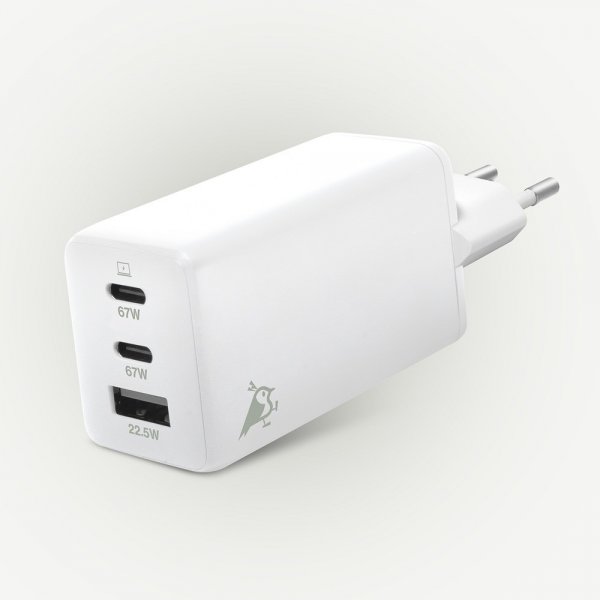 Aqiila Laddare Chargebird W65 GaN 67W Valkoinen