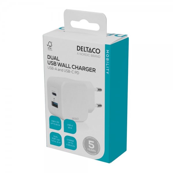 Deltaco Dual USB-seinälaturi