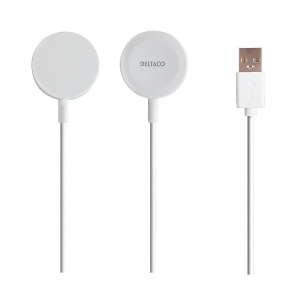 Deltaco Laturi Apple Watch -kellolle USB-A 1m Valkoinen