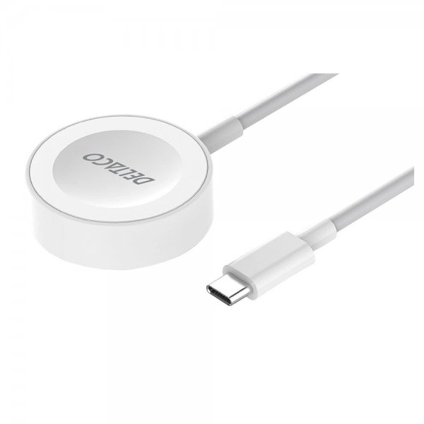 Deltaco-laturi Apple Watchille, USB-C, 1 m, valkoinen