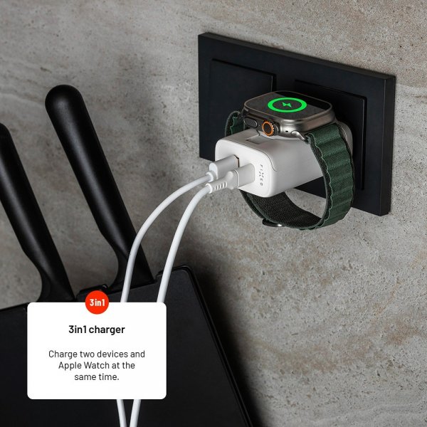 Fixed GaN-laturi 33W Apple Watch/USB-C/USB-A