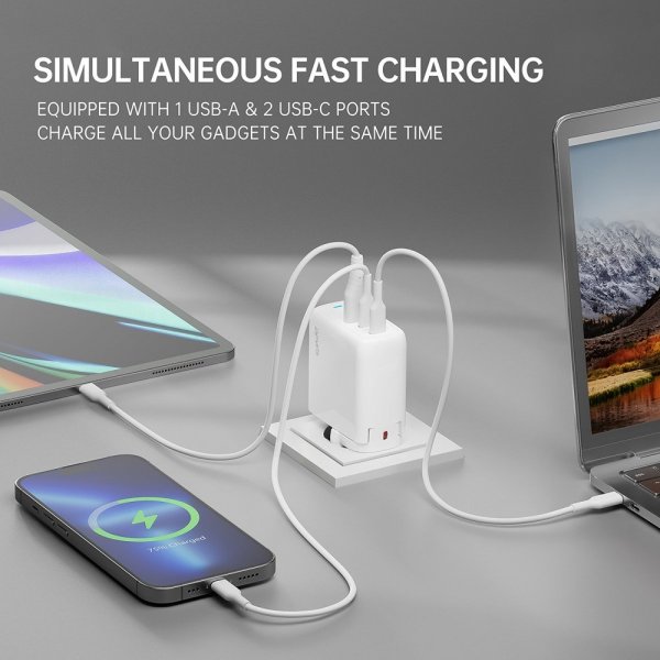 4smarts GaN Flex -laturi 65 W 2 USB-C+1 USB-A