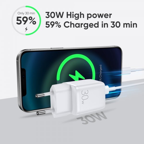 Joyroom Laturi JR-QP303 USB-C+USB-A 30W