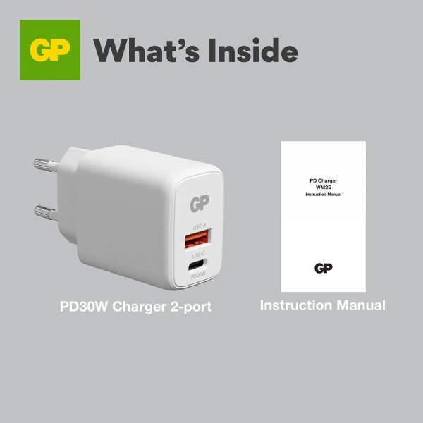 GP-laturi PD 30W USB-A + USB-C