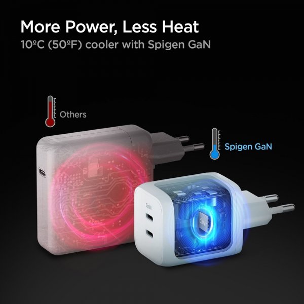 Spigen Laturi PowerArc ArcStation Pro GaN Dual Port 65W Valkoinen