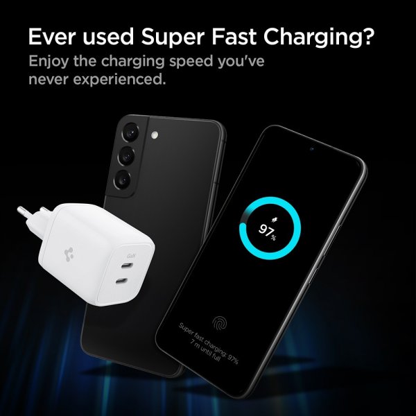 Spigen Laturi PowerArc ArcStation Pro GaN Dual Port 65W Valkoinen