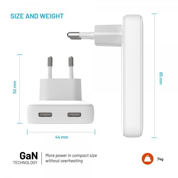Fixed Laturi Slim GaN 45W 2xUSB-C